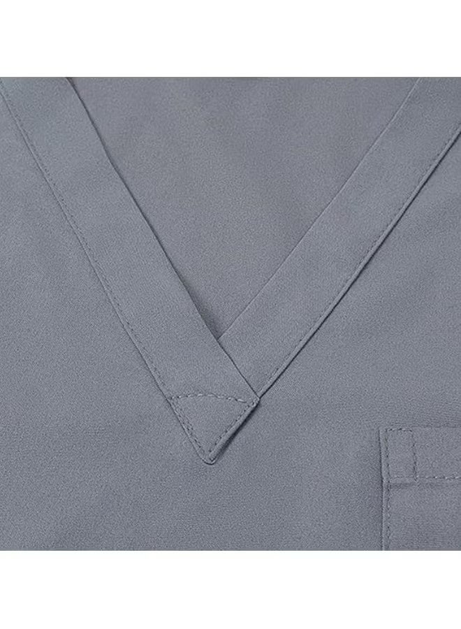 NiaaHinn Womens Men Medical Scrubs Set Unisex Scrub Top and Scrub Pant Set Medical Uniform Scrubs Medical Uniform Set (Grey) - Image 3